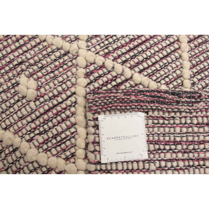 ECARPETGALLERY Braid weave Sienna Pink Wool Rug - 6'1 x 8'11