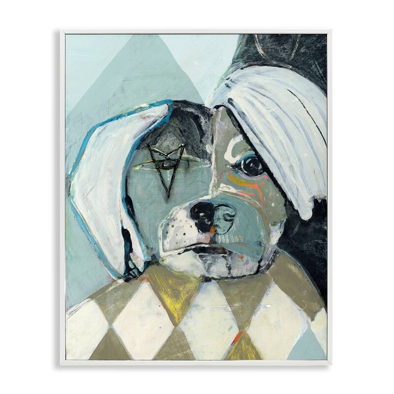 Stupell Abstract Dog Face Portrait Framed Giclee Art Design By Stacy Milrany - 16 x 20 - White