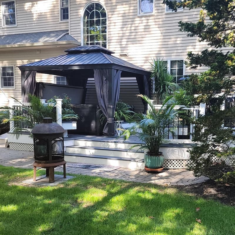 PURPLE LEAF Outdoor Galvanized Steel Hardtop Gazebo, Aluminum Frame Gazebo With Curtains