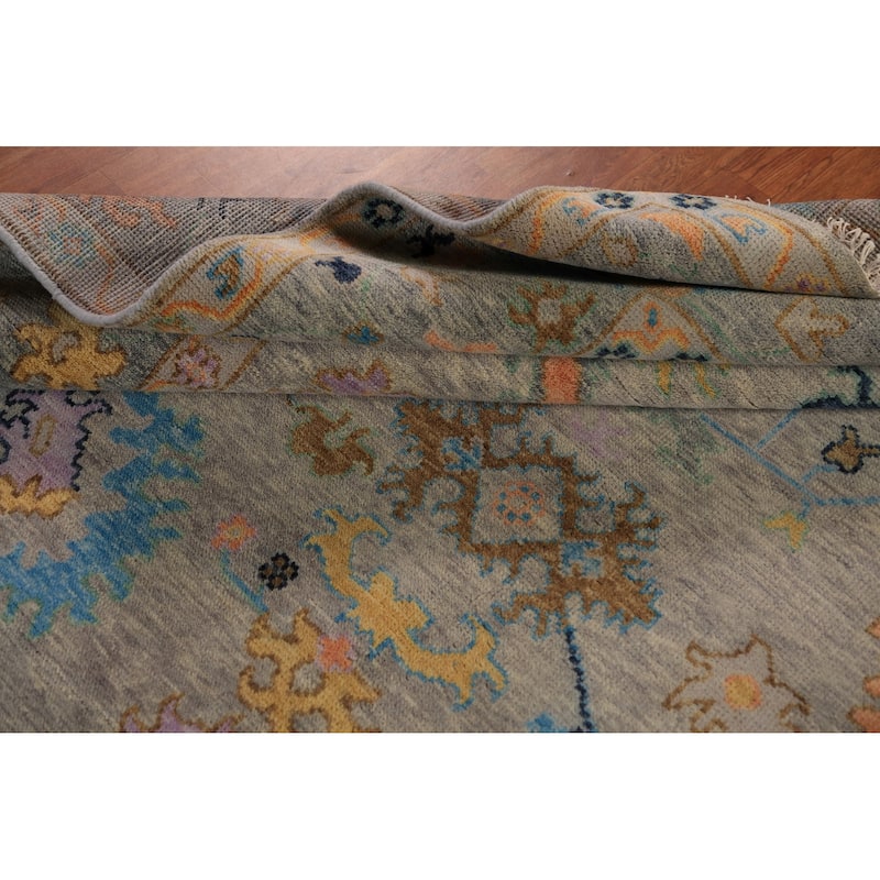 Floral Oushak Indian Area Rug Hand-Knotted Bedroom Wool Carpet - 7'10"x 9'9"