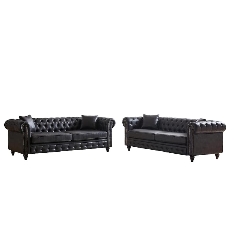 Elegant Chenille Sofa with 4 Cushions and Brass Nail Accents - Perfect for Apartment Living Rooms