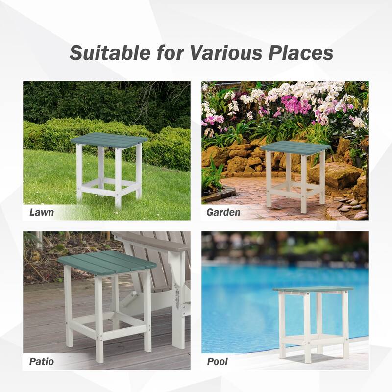 Aoodor HDPE All Weather Outdoor Side Table, Square Adirondack Patio End Table for Patio, Pool, Porch - N/A