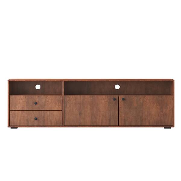 Horizontal Medium Brown Hardwood TV Stand Media Console With 2 Storage Horizontal Medium Brown Hardwood TV Stand Media Console With 2 Storage