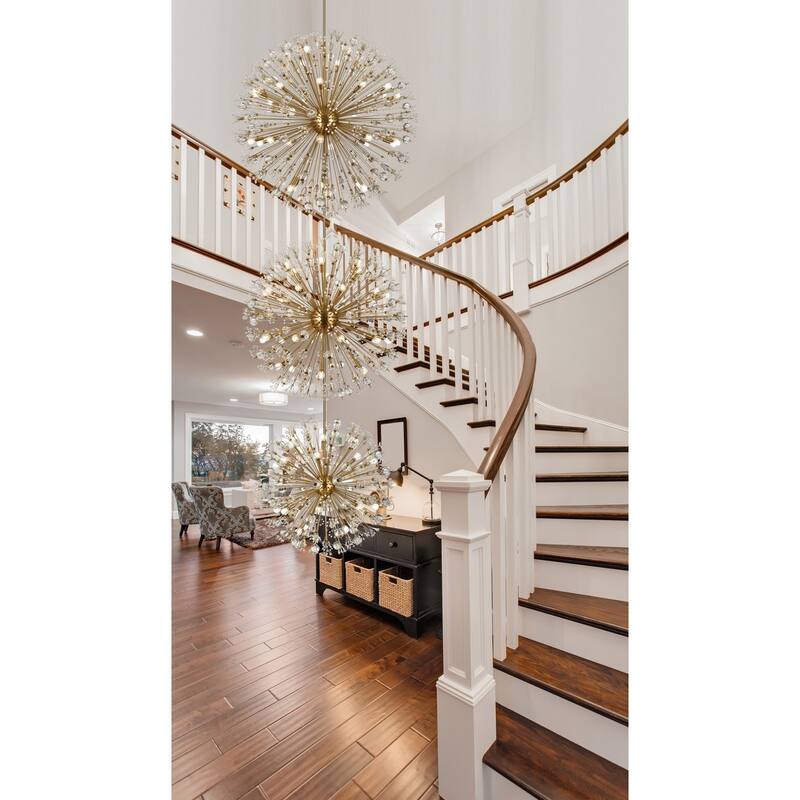 Elegant Lighting 2500G50L3 Vera 90 Light 50" Wide Crystal Sputnik