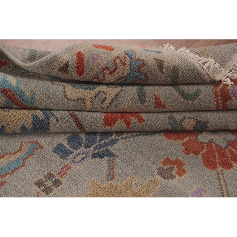 Oushak Area Rug Handmade Transitional Grey Wool Carpet - 7'10"x 9'11"