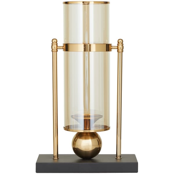 CosmoLiving by Cosmopolitan Gold Metal Pillar Hurricane Lamp with