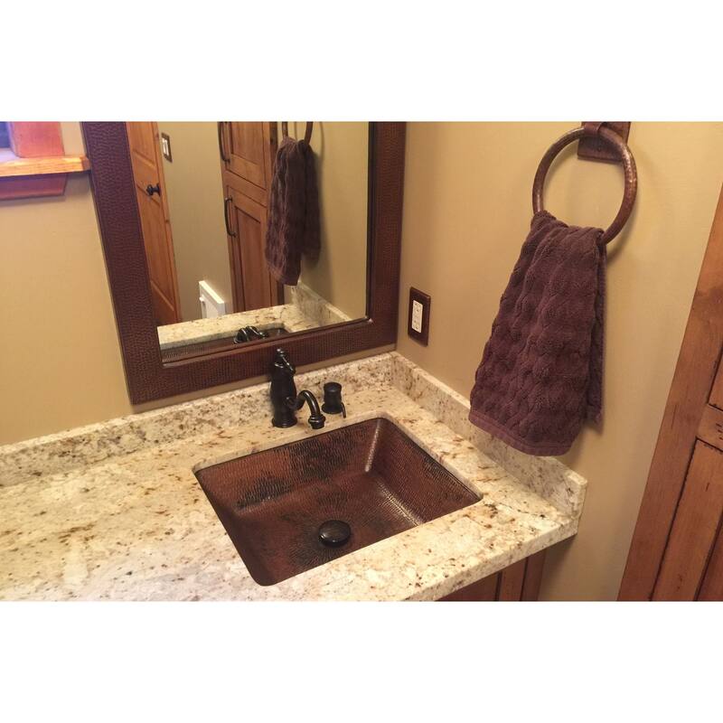 19-in Rectangle Under Counter Hammered Copper Bathroom Sink (LREC19DB)