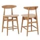 preview thumbnail 8 of 18, Norwegian Danish Mid-Century Dark Walnut Counter Height Stools (Set of 2) by iNSPIRE Q Modern Oak Finish - Beige Fabric