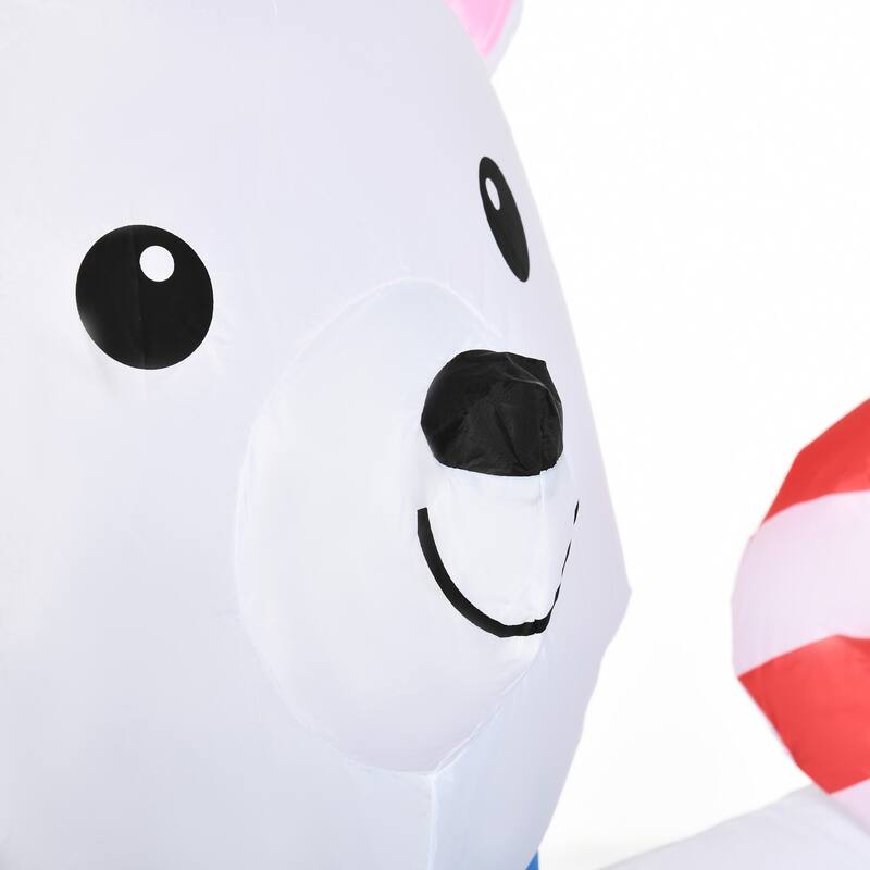 5ft Christmas Inflatables Outdoor Decorations Blessed Polar Bear and Penguins in the Cup, Blow-Up LED Yard Christmas Decor