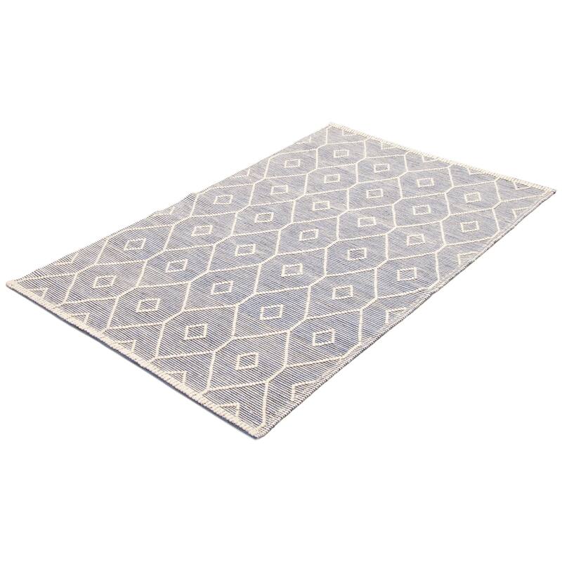 ECARPETGALLERY Braid weave Sienna Navy Wool Rug - 4'11 x 8'0