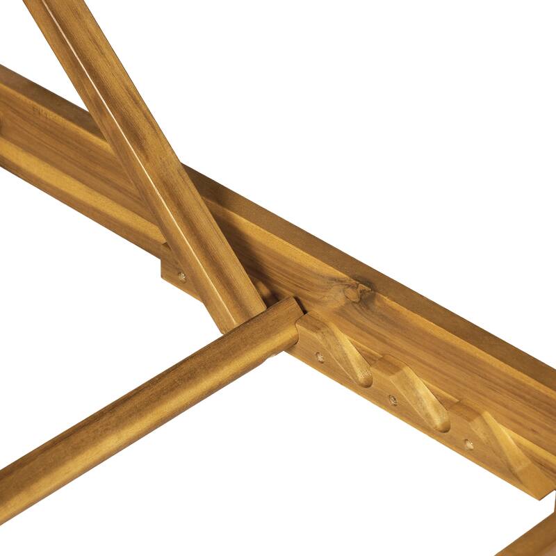 Christopher Knight Home - Modern Outdoor Acacia Wood Chaise Lounge with 4-Position Adjustable Backrest & 2-Fold Cushion