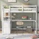 preview thumbnail 2 of 16, Twin Size Loft Bed with Desk and Shelves, Two Built-in Drawers, White