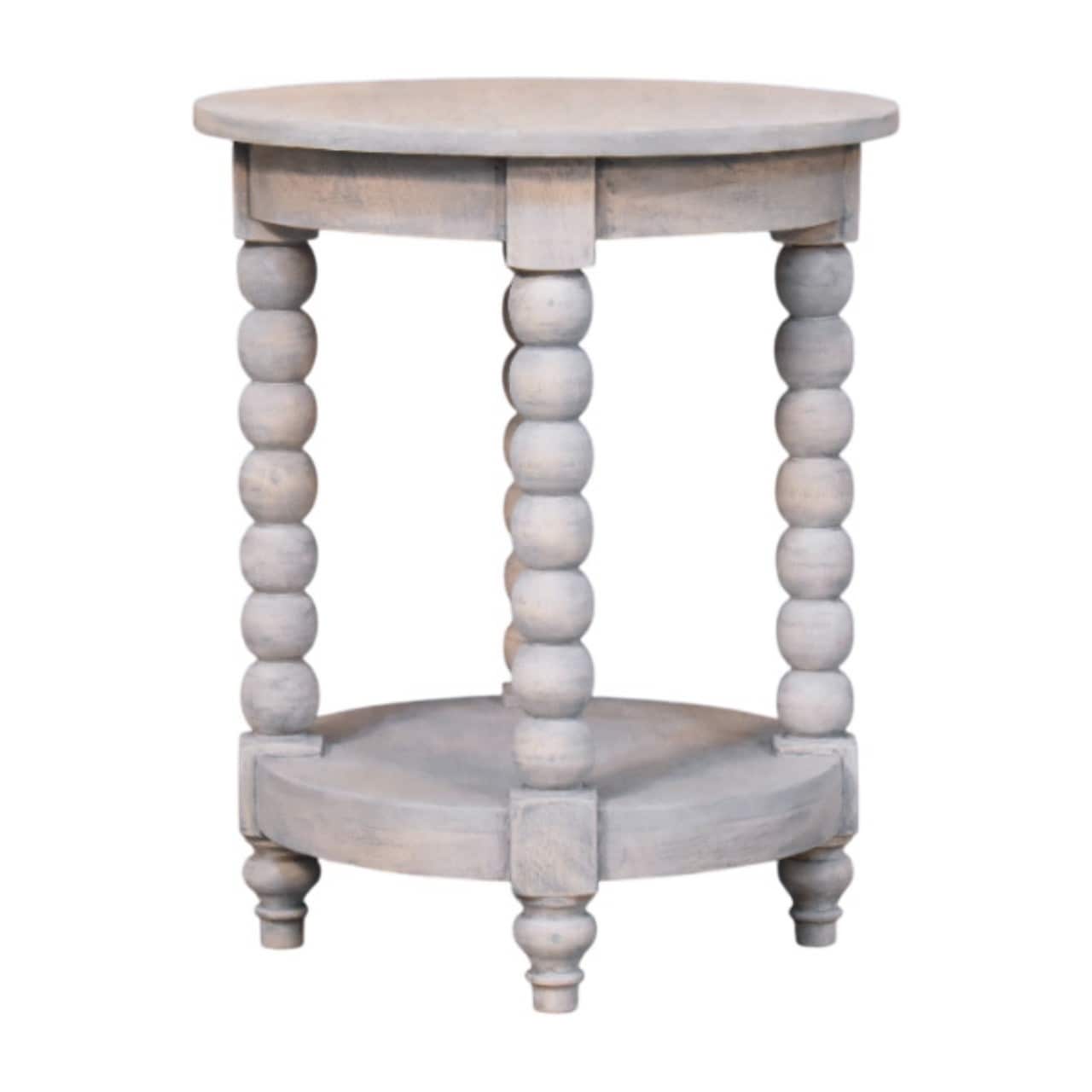 Artisan Furniture Solid Wood Ellsworth Round Side Table in Acid Wash , Brown