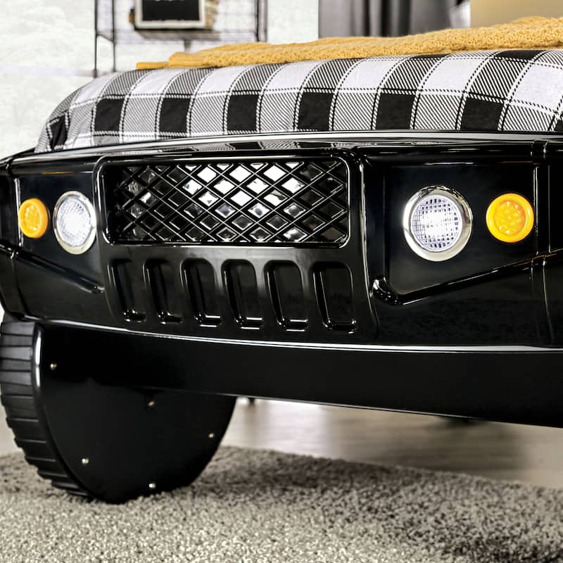 Toto Modern Black Twin Off-road Car Kid Bed with Wheels by Furniture of America