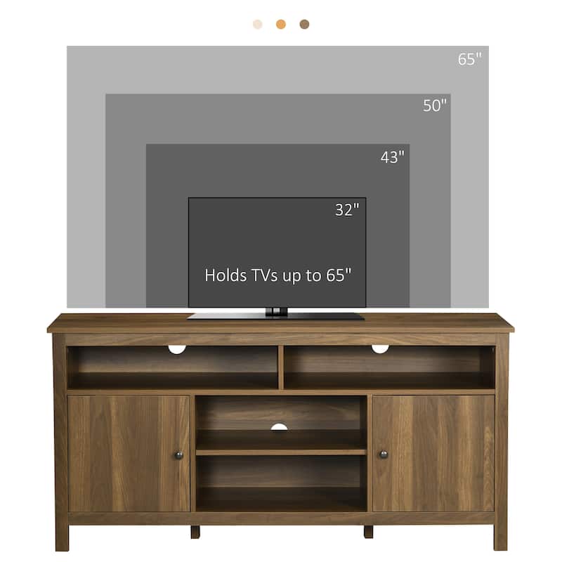 HOMCOM 65 Inch TV Stand with Storage, Media Cabinet TV Entertainment Center with Wooden Shelves and Doors for Living Room