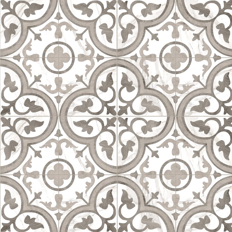 Merola Tile Ella Hill Amberes Grey-Bone 13" x 13" Ceramic Floor and Wall Tile - Case (13 Tiles)