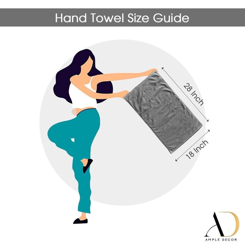 Hand Towels for Bathroom 18x28 Inch 600 GSM by Ample Decor - 8 Pcs