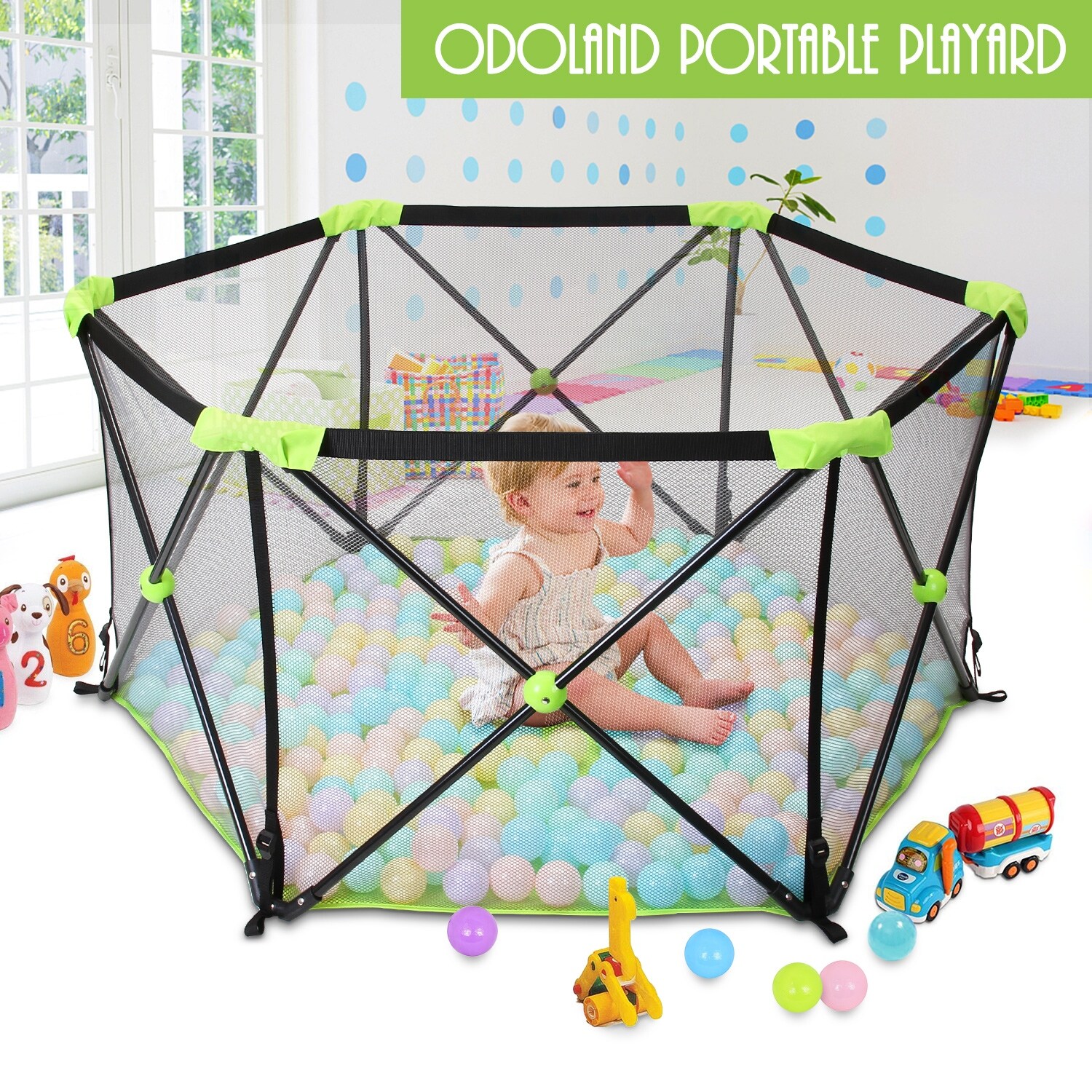 odoland portable playard playpen for infants and babies
