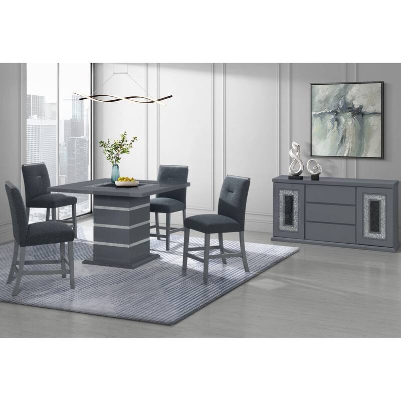 Ariya Dark Grey Bar Stools, Set of 2 Modern Counter Height Bar Chairs
