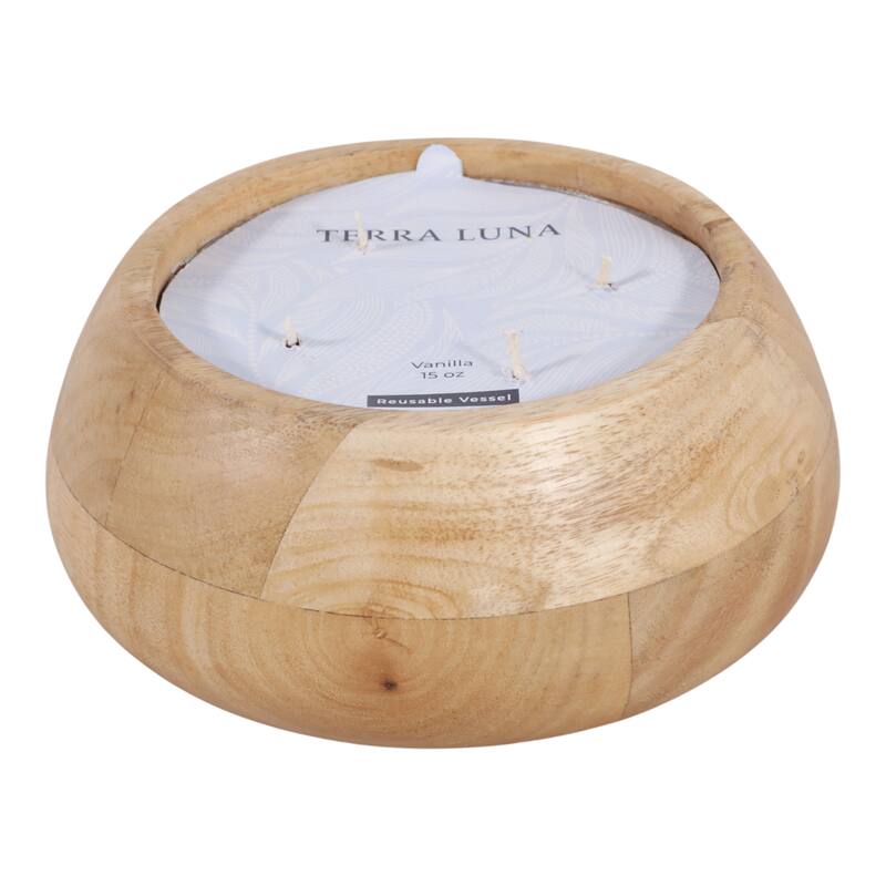 Decorative Vanilla Scented Mango Wood Bowl Candle