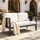 preview thumbnail 13 of 195, Outdoor Teak Solid Wood Patio Furniture Set Loveseat Armchair Table Collection Loveseat - Blackframe-Beige