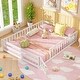 preview thumbnail 1 of 9, Kids' Queen Size Bed Frame Wooden Floor Bed with Safety Rails