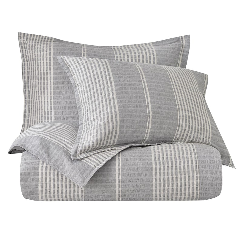 Hiend Accents Lane Stripe Duvet Cover Set, Super Queen, 3PC