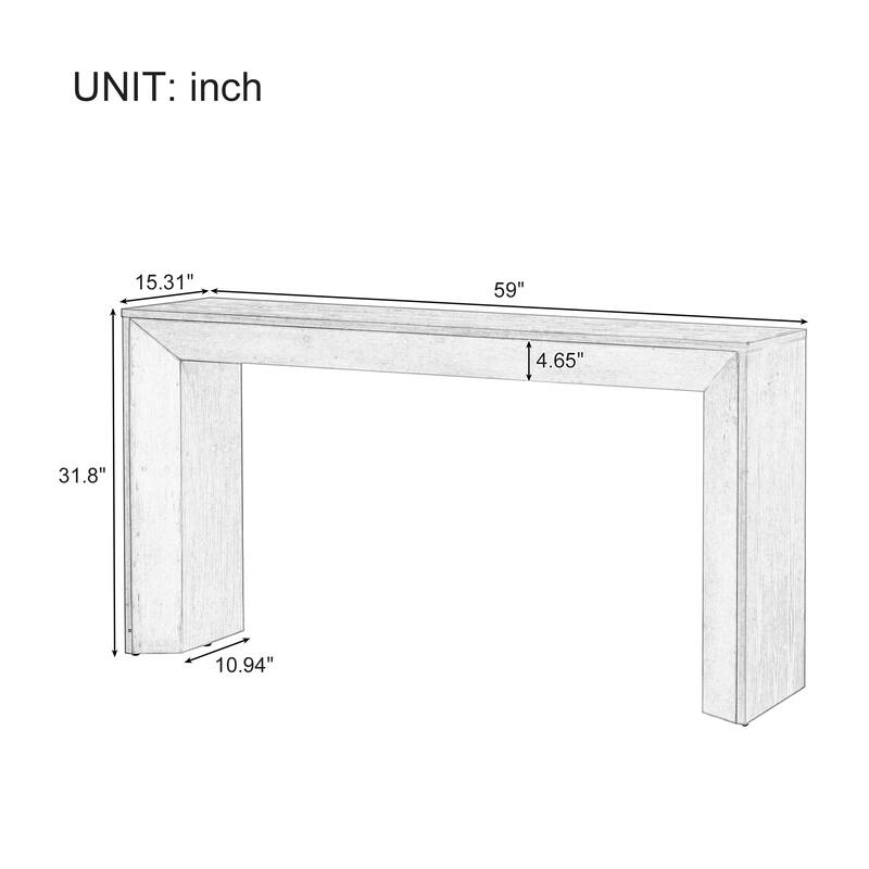 59" MDF Console Table with Fireplace Design and Wood Veneer for Living Room