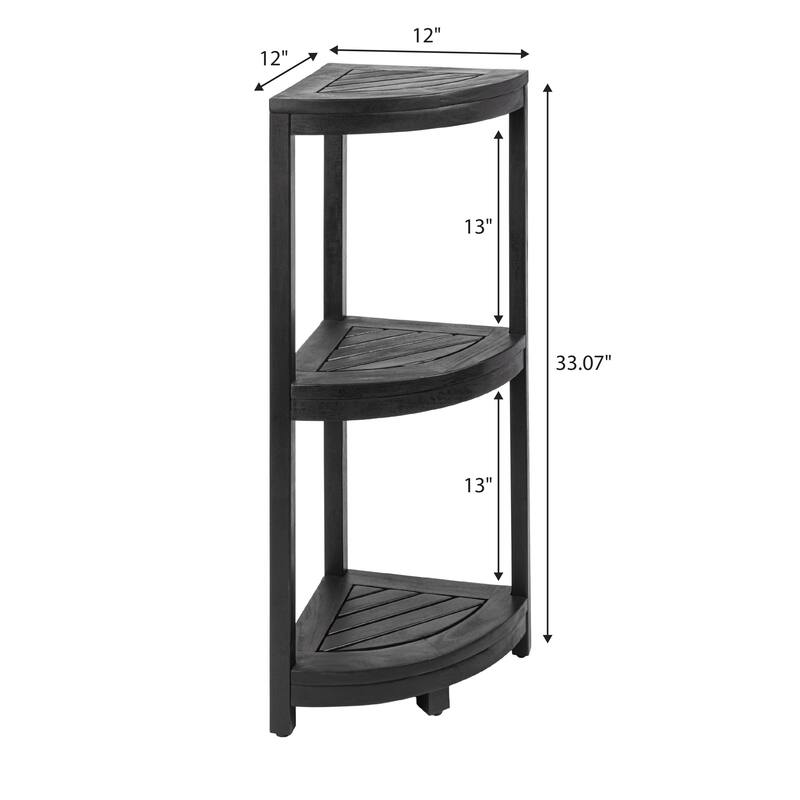 33" Sela 3-Tier Acacia Wood Freestanding Bathroom Corner Shelf