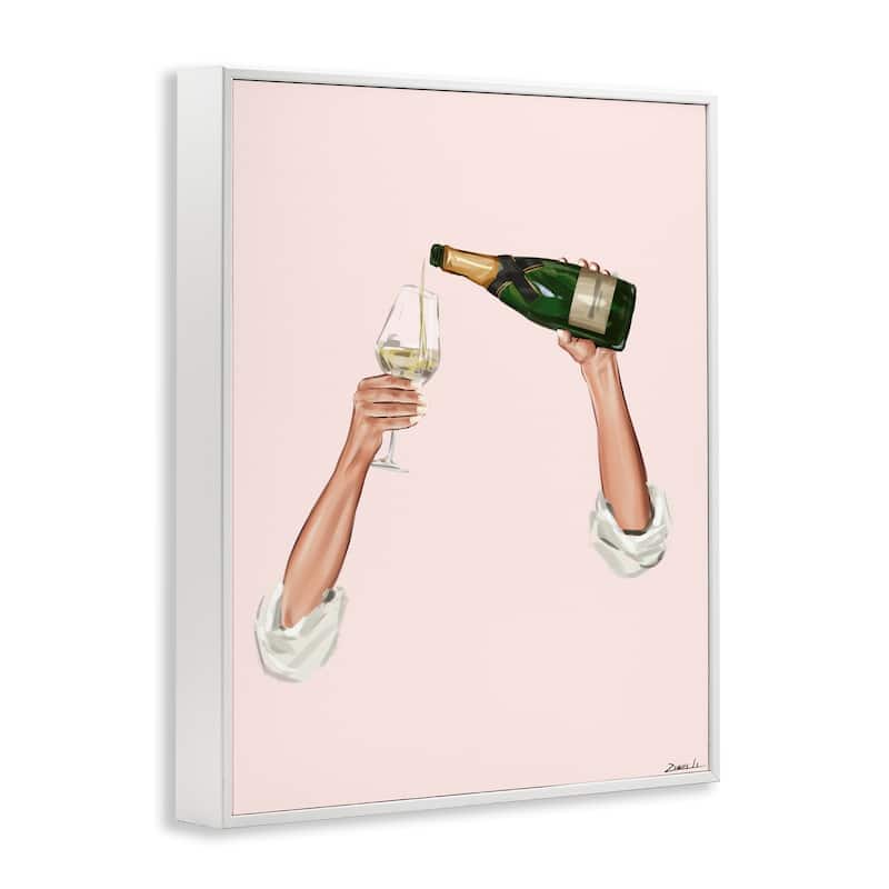 Stupell Champagne Pour on Pink Framed Giclee Art Design By Ziwei Li
