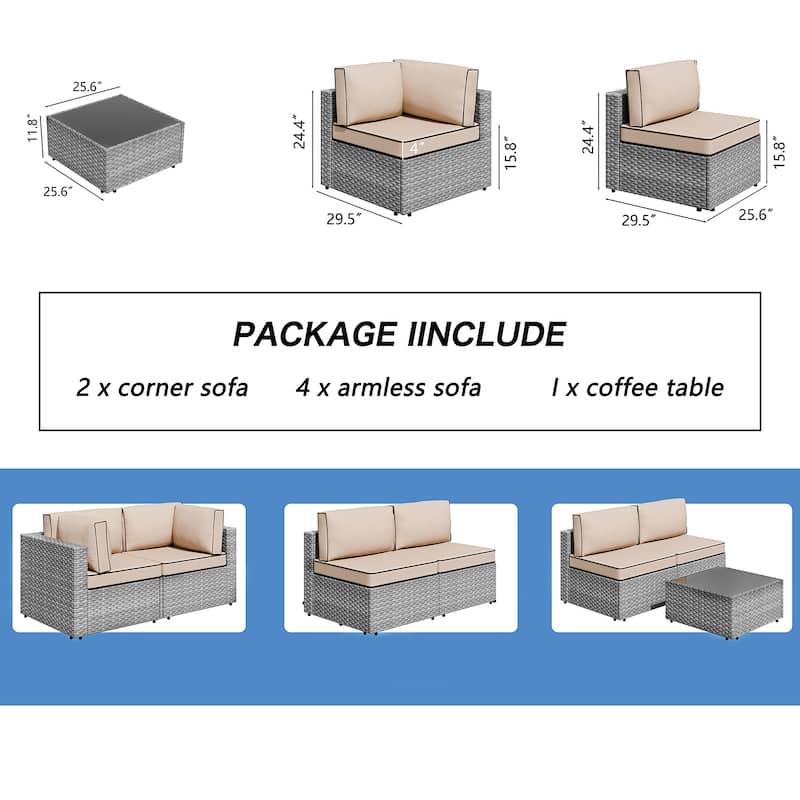 7-Piece Outdoor Sectional Seating Group with Cushions