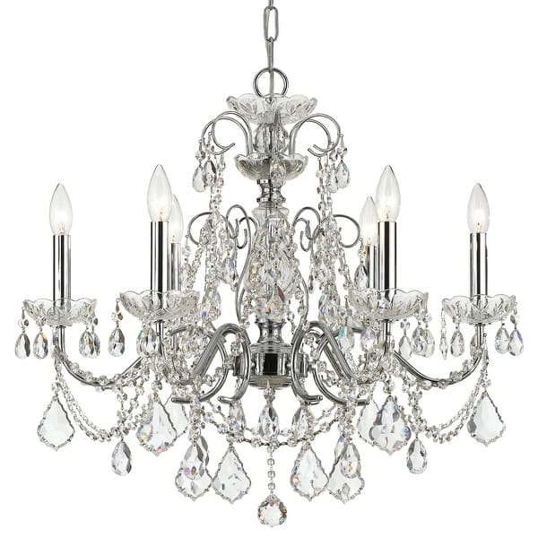 slide 1 of 1, Imperial 6 Light Crystal Chrome Chandelier - 26'' W x 24.5'' H 26'' W x 24.5'' H