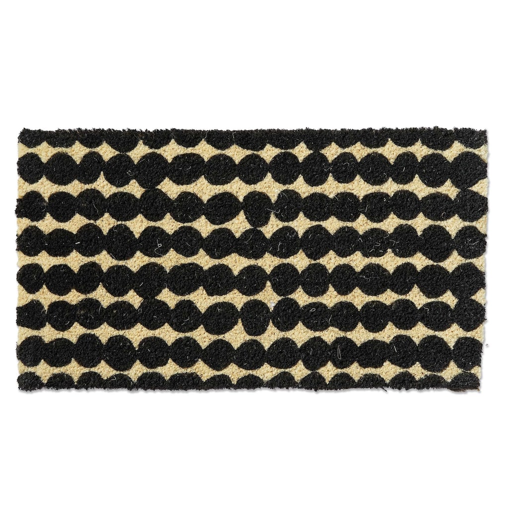 Dots Coir Door Mat Natural Everyday Black 30x17 inches Easy to Clean Shake or Brush
