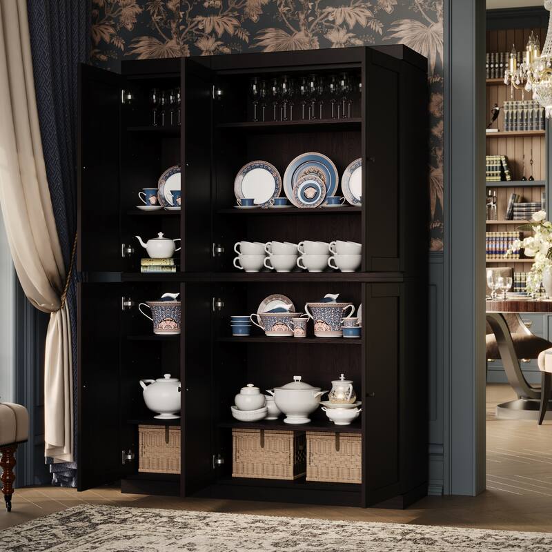 Palace Imports Premium 100% Solid European Oak Hardwood Modular Dining Room Cabinet with Shaker Doors - 48" Wide, 71.5" Tall