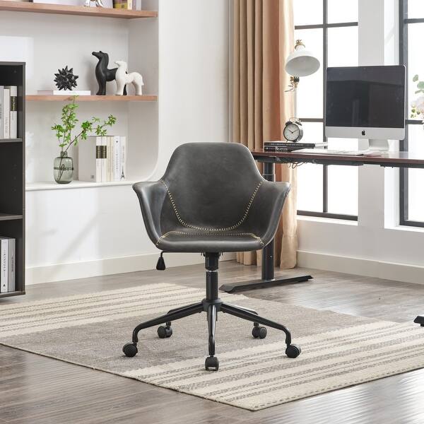 slide 2 of 39, Back Support Home Desk Chair, Ergonomic Chair with Frame and Arms, Height Adjustable Rolling Swivel Office Chair - N/A Black