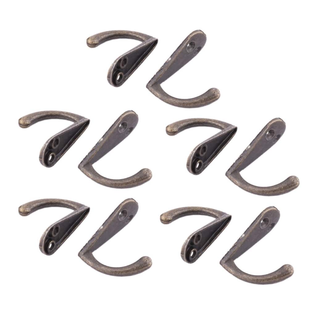 Retro Style Wall Mounted Towel Scarf Bag Cap Hook Hangers 10 Pcs - Bronze Tone - 1.3" x 0.6" x 1" (L*W*H)