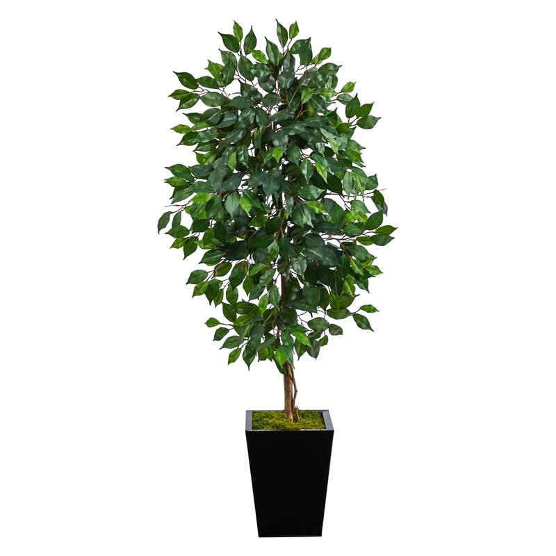 5ft Artificial City Tree in Black Planter - Elegant Home Decor for Small Spaces - Green - 51-60 Inches