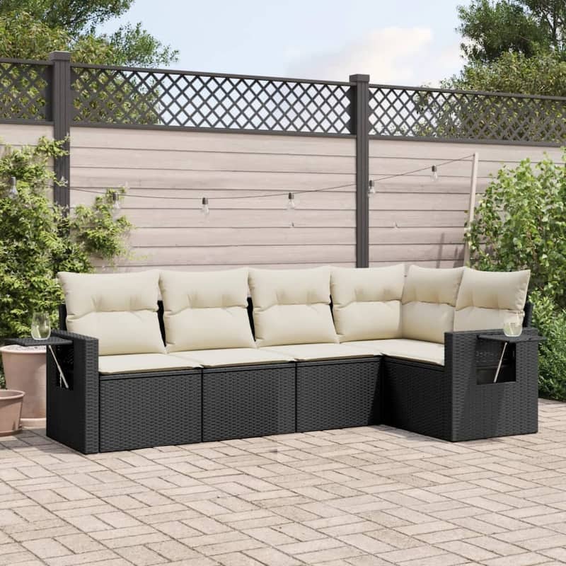 vidaXL Patio Sofa Set with Cushions Outdoor Conversation Furniture Poly Rattan