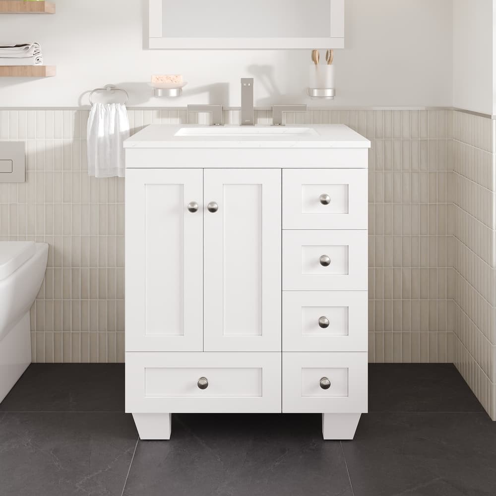 Eviva Acclaim Bath Vanity with Carrara Quartz Top & Undermount Sink