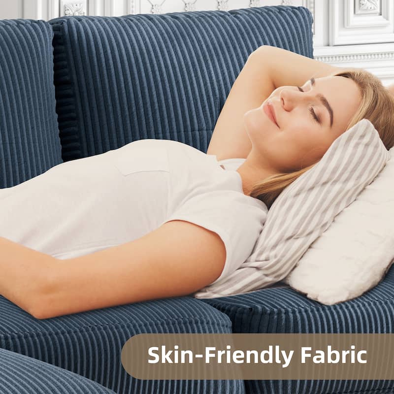 Futzca Modern Living Room Sofa Couch with Movable Ottoman & Extra Storage