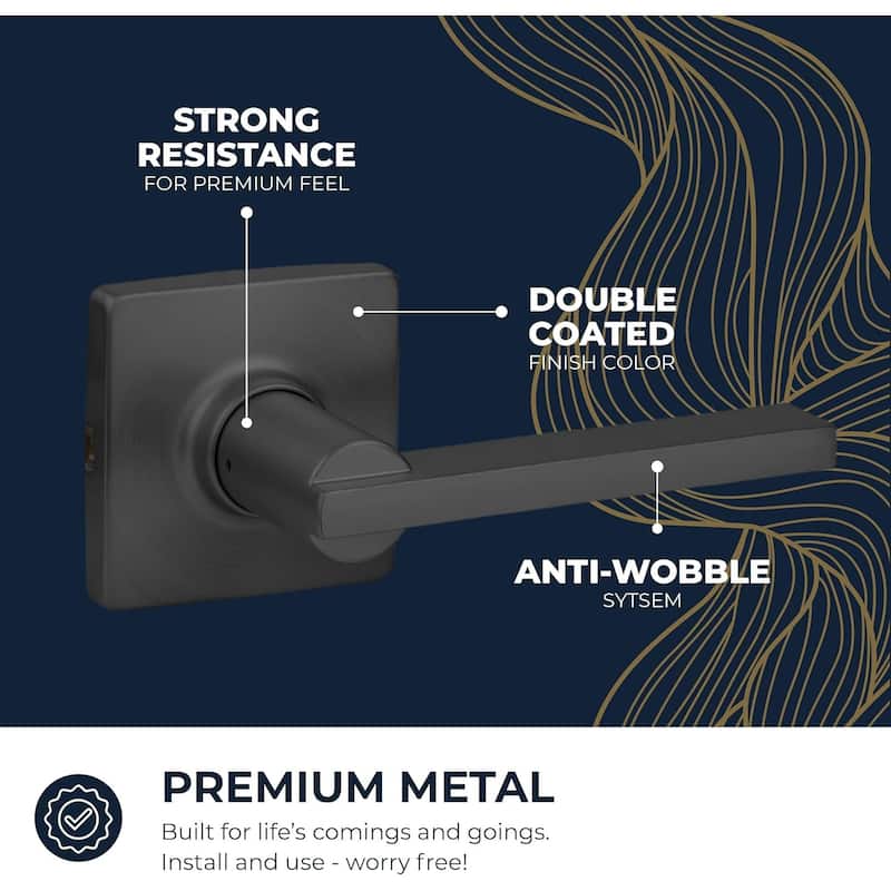 Stylware Maven Square Door Handles Lever | Reversible Handing for Standard Door Sizes | Interior Privacy, Passage & Dummy Use
