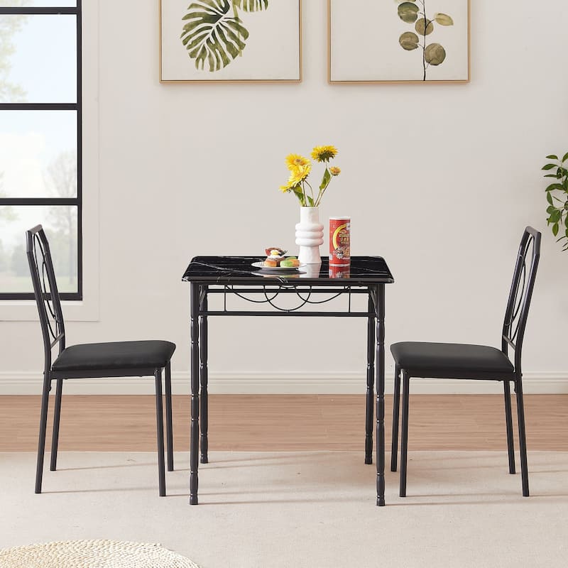 3-Piece Dining Table Set with 2 Chairs for Home Kitchen Breakfast Nook
