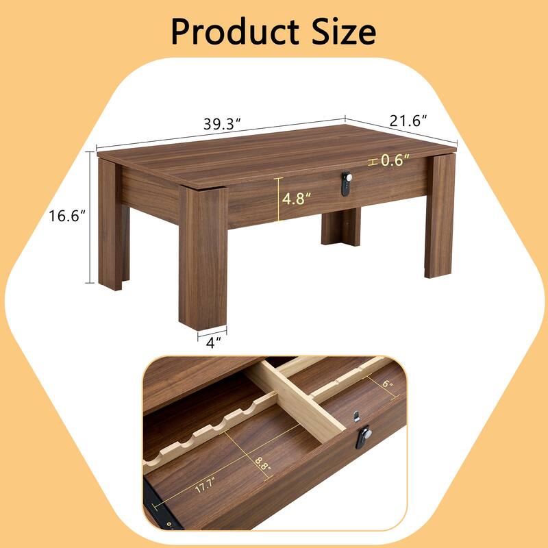 Multi-Functional Mdf Coffee Table With Password Lock