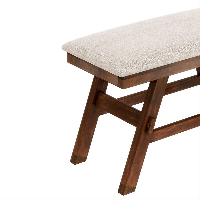 6-Piece Wood Counter Height Dining Table Set with Storage Shelf, Kitchen Table Set with Bench and 4 Chairs,Rustic Style Cushion