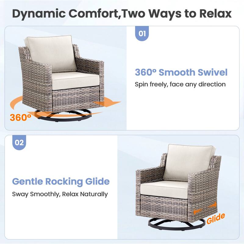 Pocassy 9-Piece Sofa Chair Ottoman w/ Swivel Chair Table