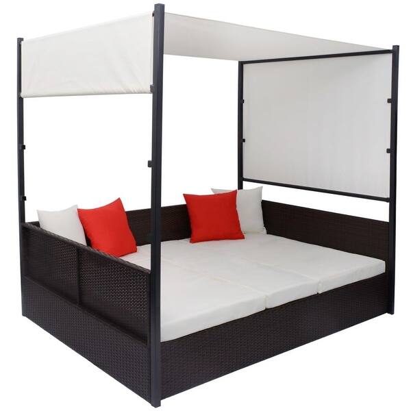 Vidaxl Garden Bed With Canopy Brown 74 8 X51 2 Poly Rattan 74 8 X 51 2 X 70 9 Overstock 26398363