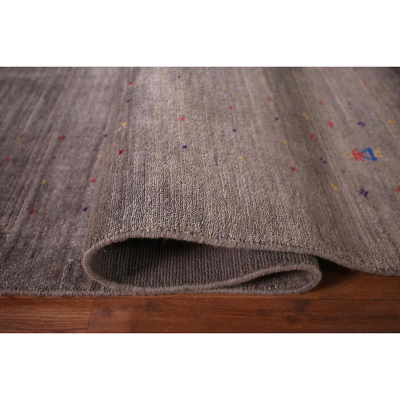 Gabbeh Indian Area Rug Handmade Brown Wool Carpet - 8'2"x 9'9"