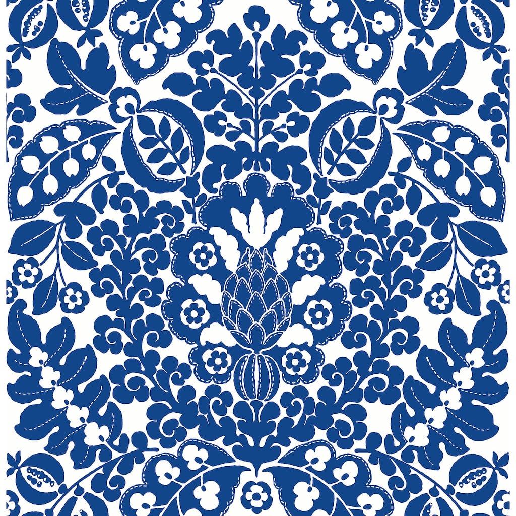 A-Street Prints Marni Blue Fruit Damask Wallpaper