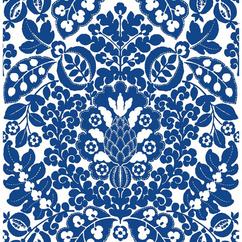 A-Street Prints Marni Blue Fruit Damask Wallpaper