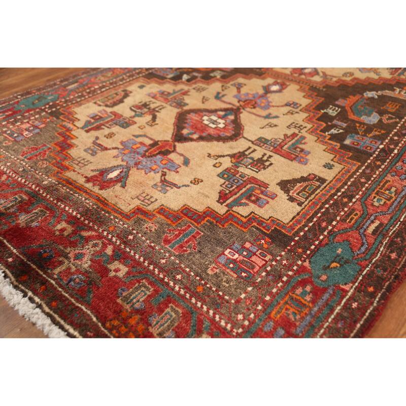 Hand Knotted Oriental 100% Wool Carpet Traditional Tribal Brown Ardebil Runner Rug - 14' 9'' X 4' 0''